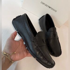 Emporio Armani Driving Moccasins
Black Grained Leather